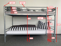 Etagenbett-2 IT 90x190/90x200cm, RAL 9006 - TÜV nach DIN 747-1/2