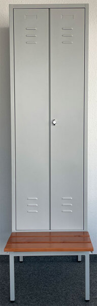 Sitzbank-2 mit Spind-Gestell, Spind-Breite 105cm, RAL 7035/Buche