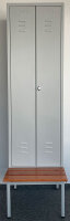 Sitzbank-2 mit Spind-Gestell, Spind-Breite 120cm, RAL...