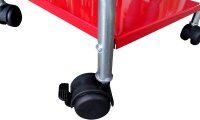 Müllsackständer mit 4 Rollen, Metall-Gestell und -Deckel, rot