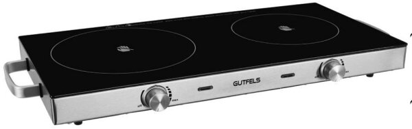 Doppelkochplatte-3, Gutfels COOK 4010, Cerankochfeld, 2800W, 2 Felder, silber/schwarz